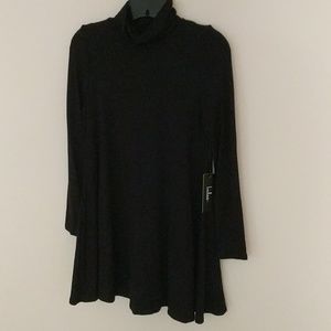 Black knit turtle neck mini dress